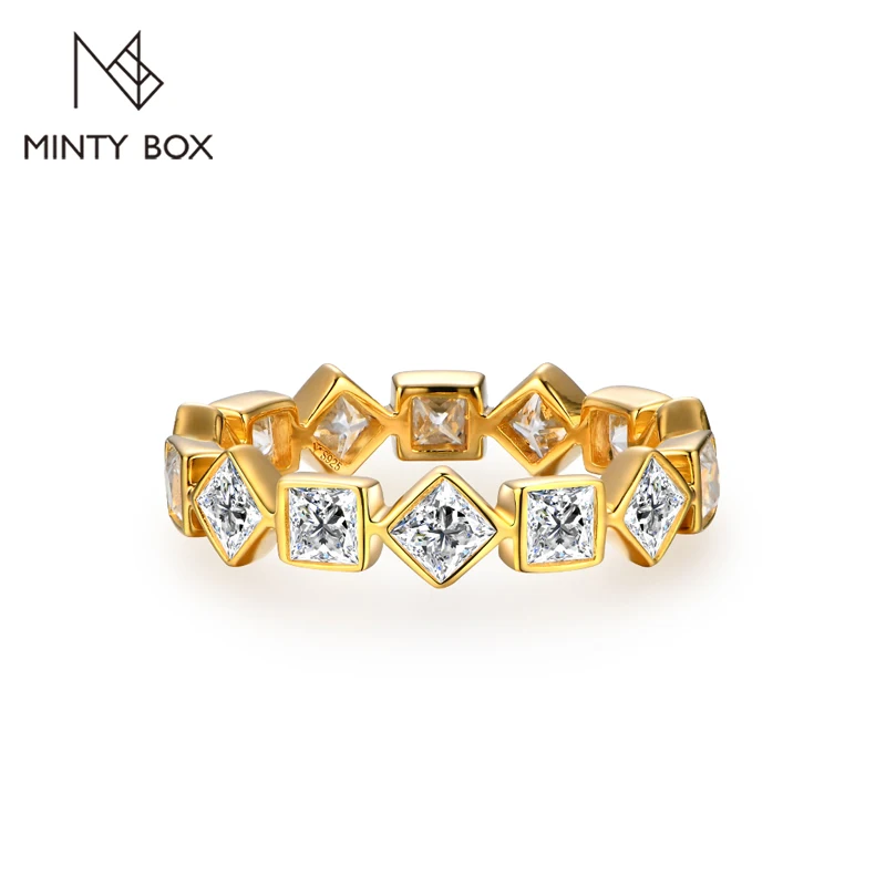 

MINTYBOX Entiny Princess Cut 3*3mm D Color Moissanite Ring for Women Men Solid 10k 14k 18k Yellow Gold Engegament Wedding Ring