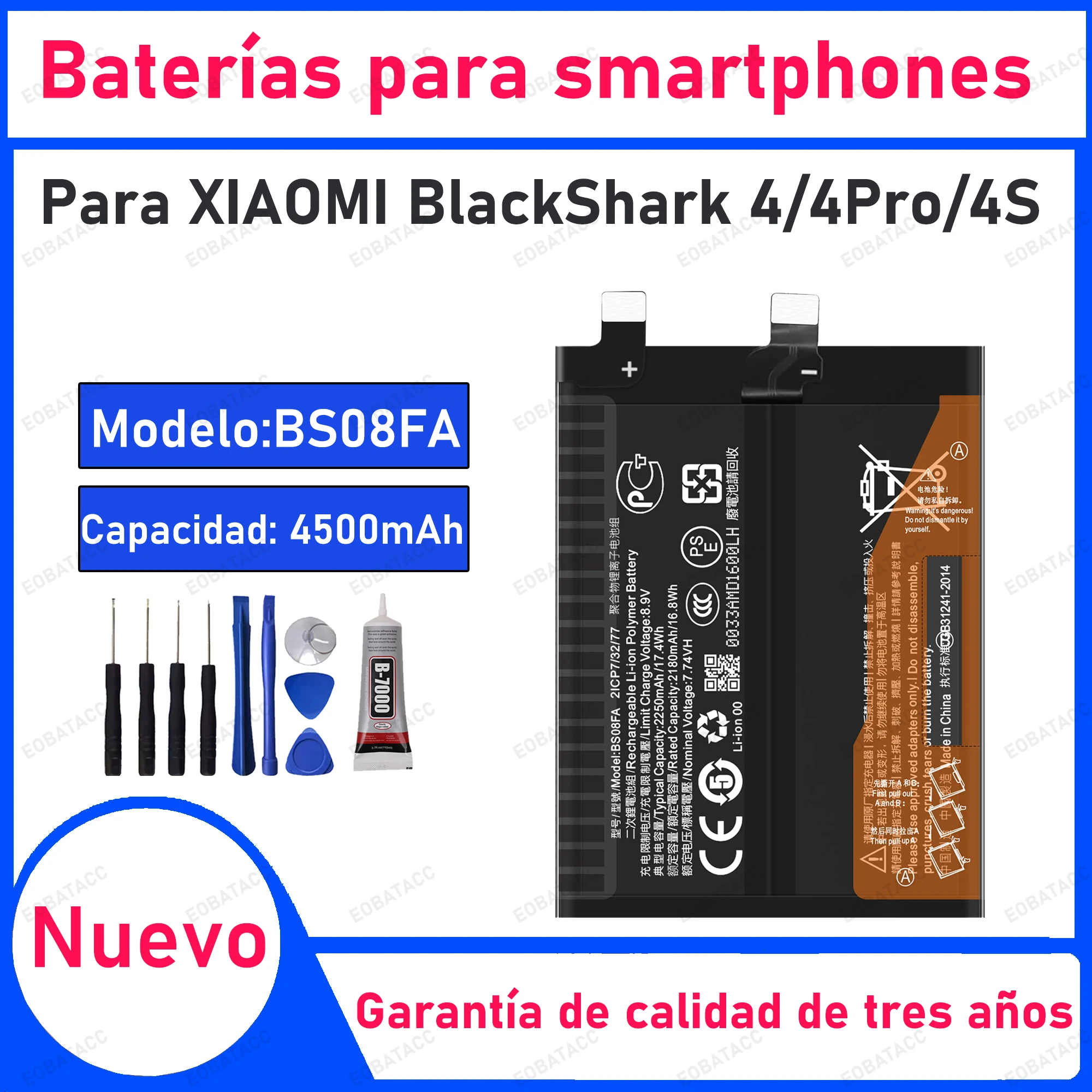 

100% New 5000mAh BS08FA Battery For BlackShark 4/4Pro/4S Replacement Bateria+Free Tools