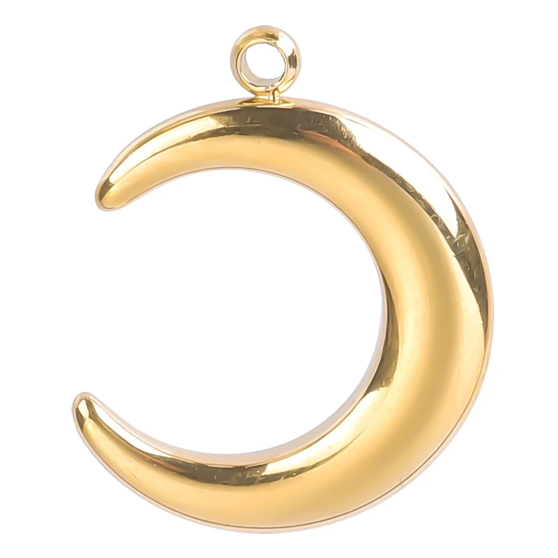 5pcs/Lot Different Syle Moon Charms For Jewelry Making Supplies 18k Real Gold Plated Stainless Steel Charm In Bulk Women Pendant