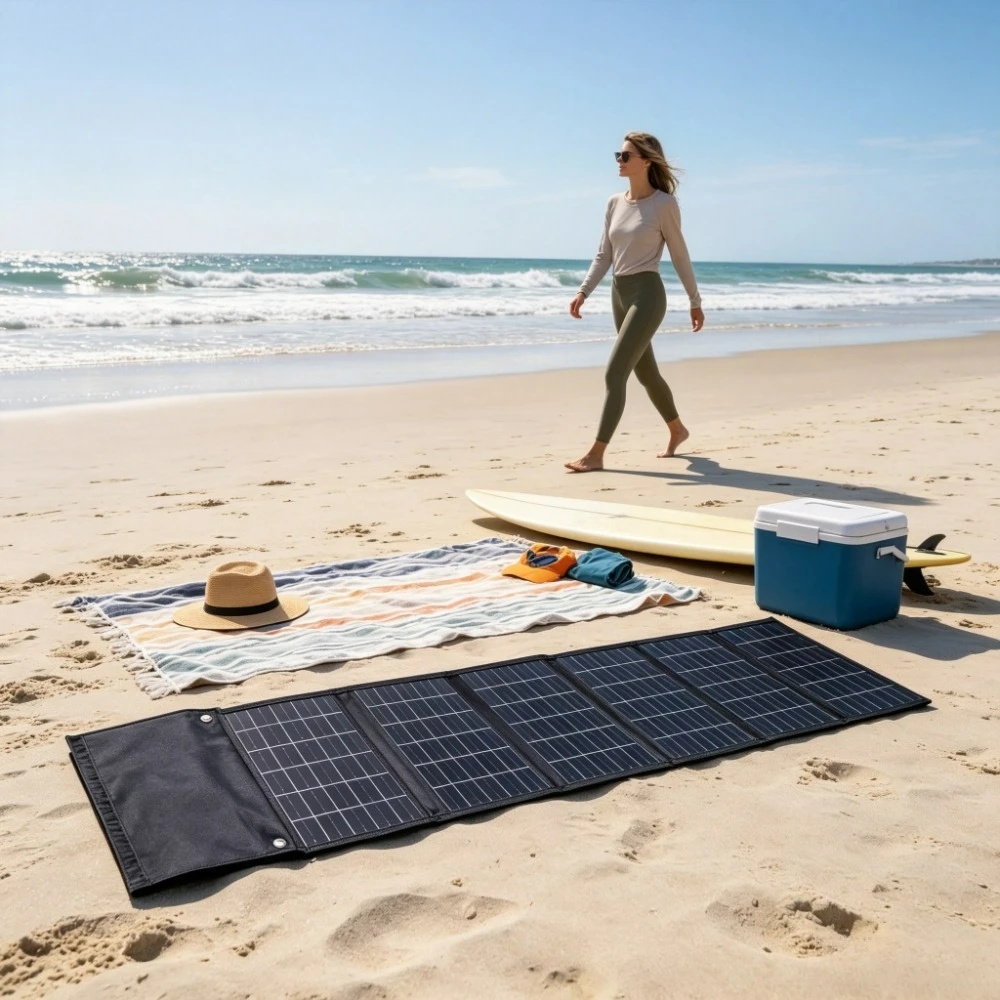 Foldable 50W 90W Waterproof Solar Power Bank Portable Dual USB DC Output ETFE Solar Charger For Outdoor Travel Camping Hiking