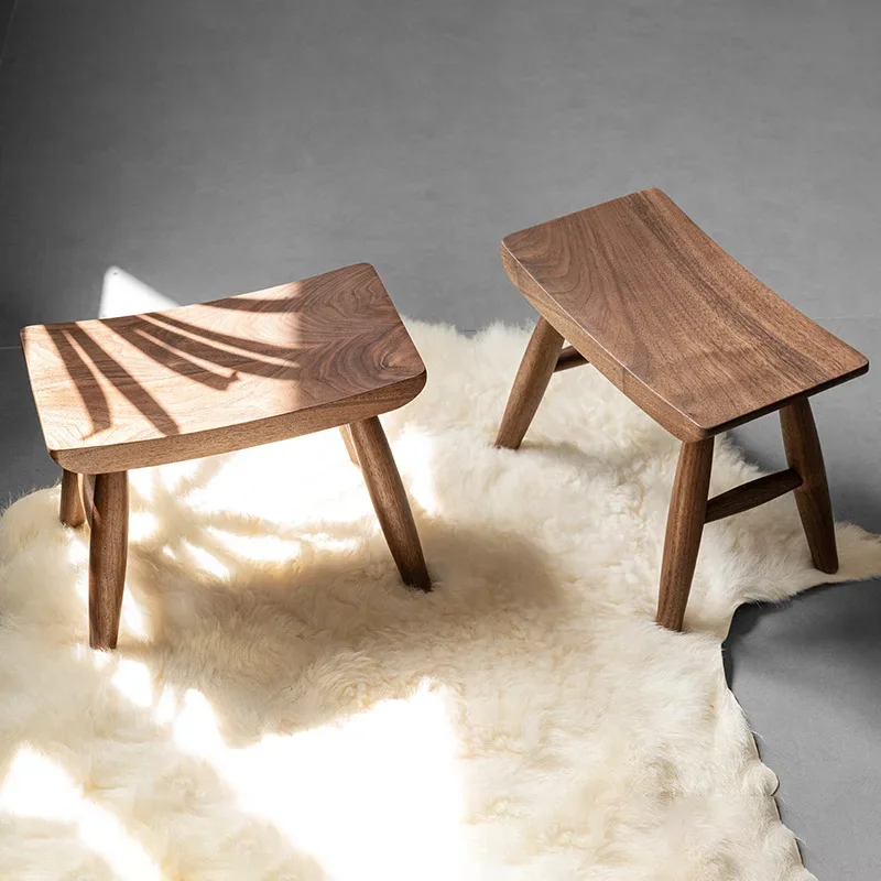 Rural wooden  Walnut square stool American meals stool surface stool children taboret pure real wood bench high chairs