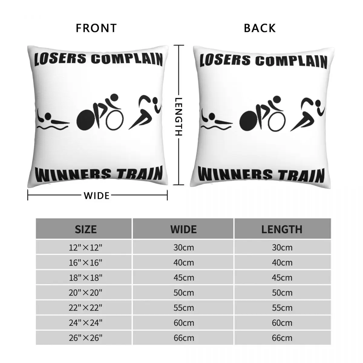 Triathlon Winners Train Square Pillowcase Polyester Linen Velvet Printed Zip Decorative Pillow Case Bed Cushion Cover