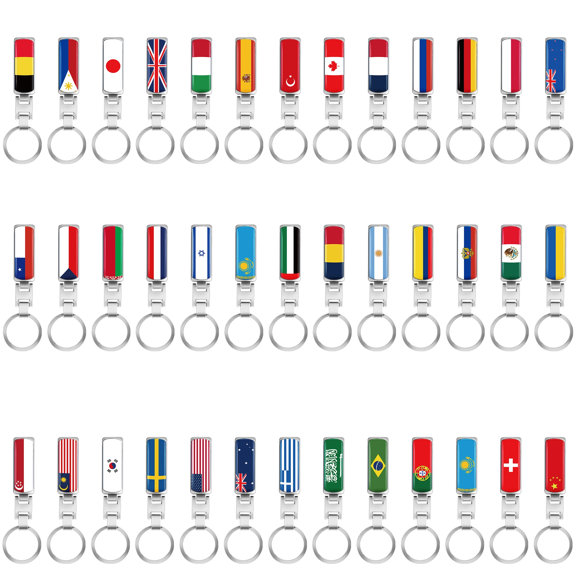 3D Car Key Holder Keyring National Flag Badge Keychain Decor For Spain Germany Russia France Mexico Poland Israel UK Flag Emblem - view 2