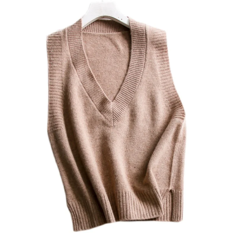 

Women's Camere Vest Top V-Ne Layering Svel Loose Pure Color Knitted Wool Cardigan Autumn Winter New Sle