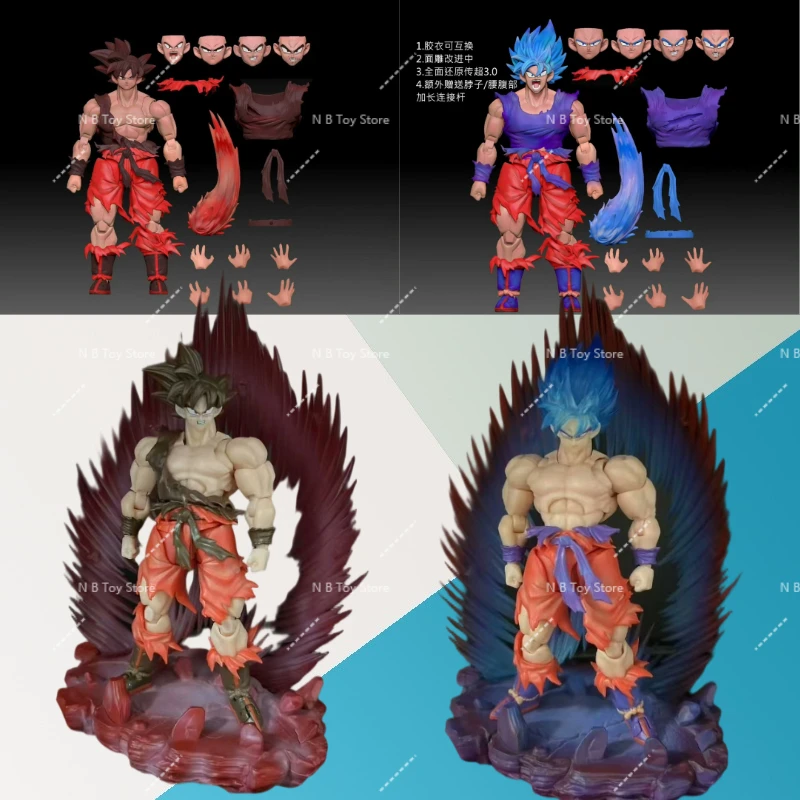 

E&C Studio Dragon Ball Z SHF Super Saiyan Son Goku Blue Battle Damage 3.0 Body Аниме Фигурка Модель Игрушки Подарки