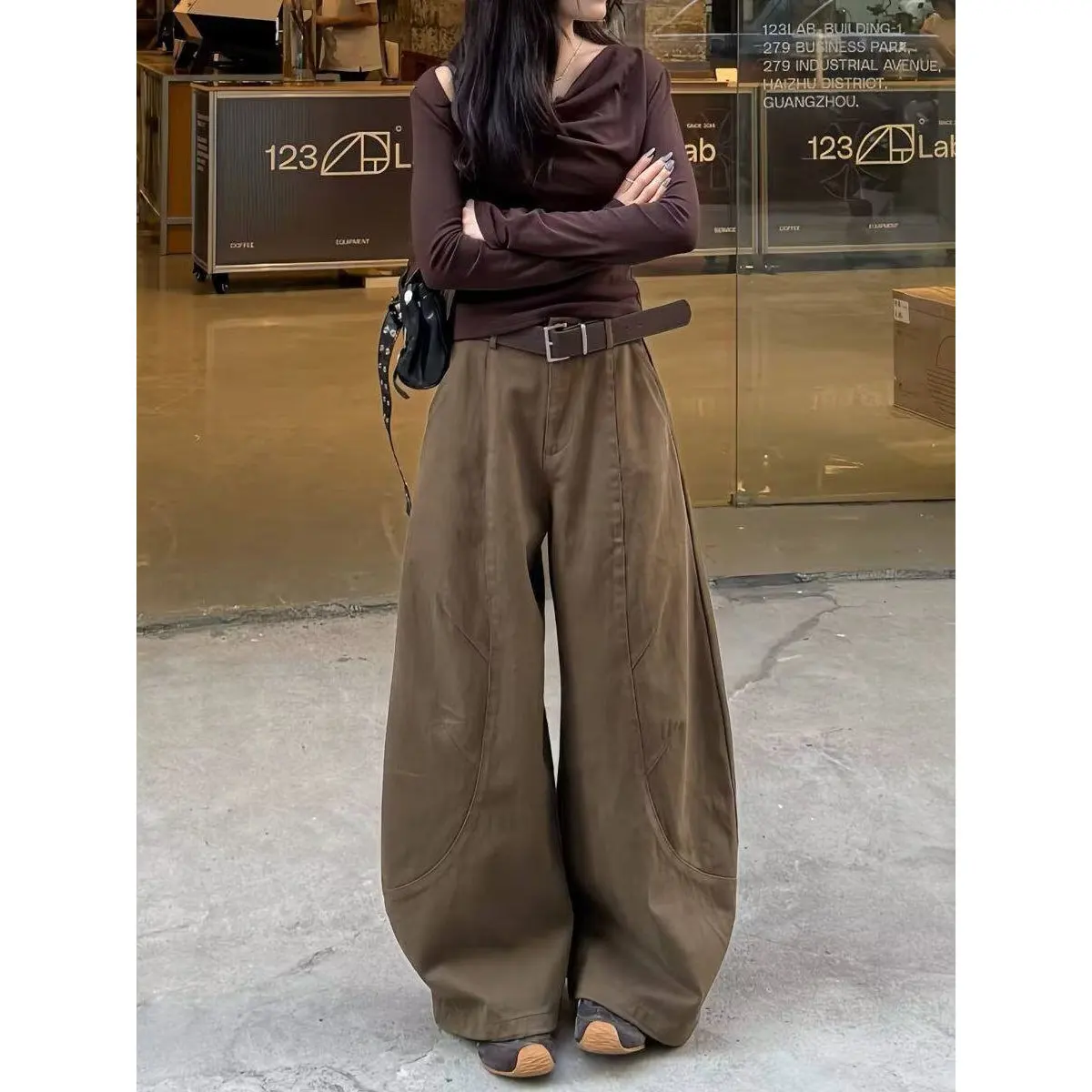 Loose High Waist Wide Leg Jeans Women's Casual Pants American Style Bf Lazy Style Knife  Denim Pants Meat Covering Slimming