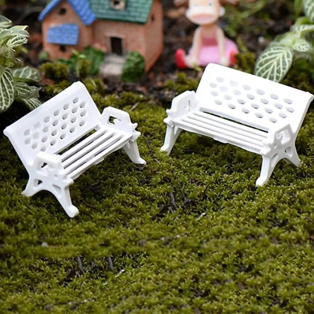 2Pcs 1.5/2.5/3cm Bench Miniature Ornament Mini Park Seat Chair Model Garden Craft Fairy Dollhouse Decor Settee Scene Layouts