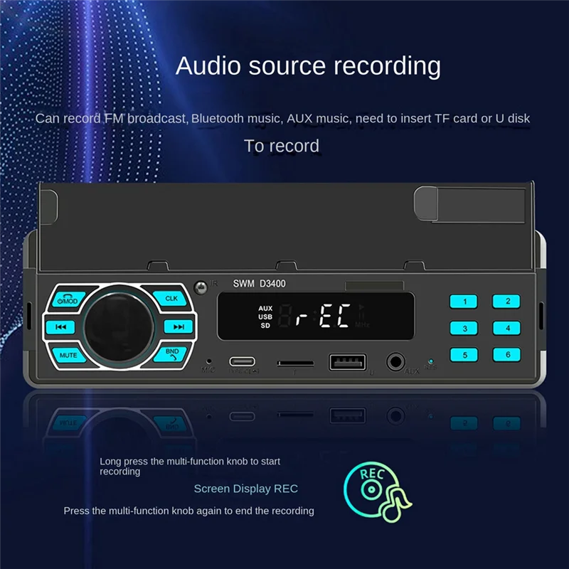 

1Set Car MP3 Player Plug-In U Disk Car Radio With Cell Phone Holder Function For Car