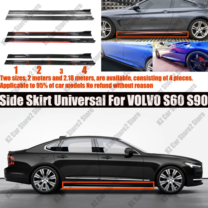 

FOR VOLVO S60 S90 2M Car Side Skirt Extension Plate Lip Separator Bumper 2.18M Racing Side Spoiler Universal Car Side