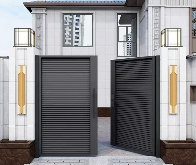 

Automatic Sliding Slat Gate For Outdoor Villas Wood-like Aluminum Driveway Gate With Powder Coat For Apartments