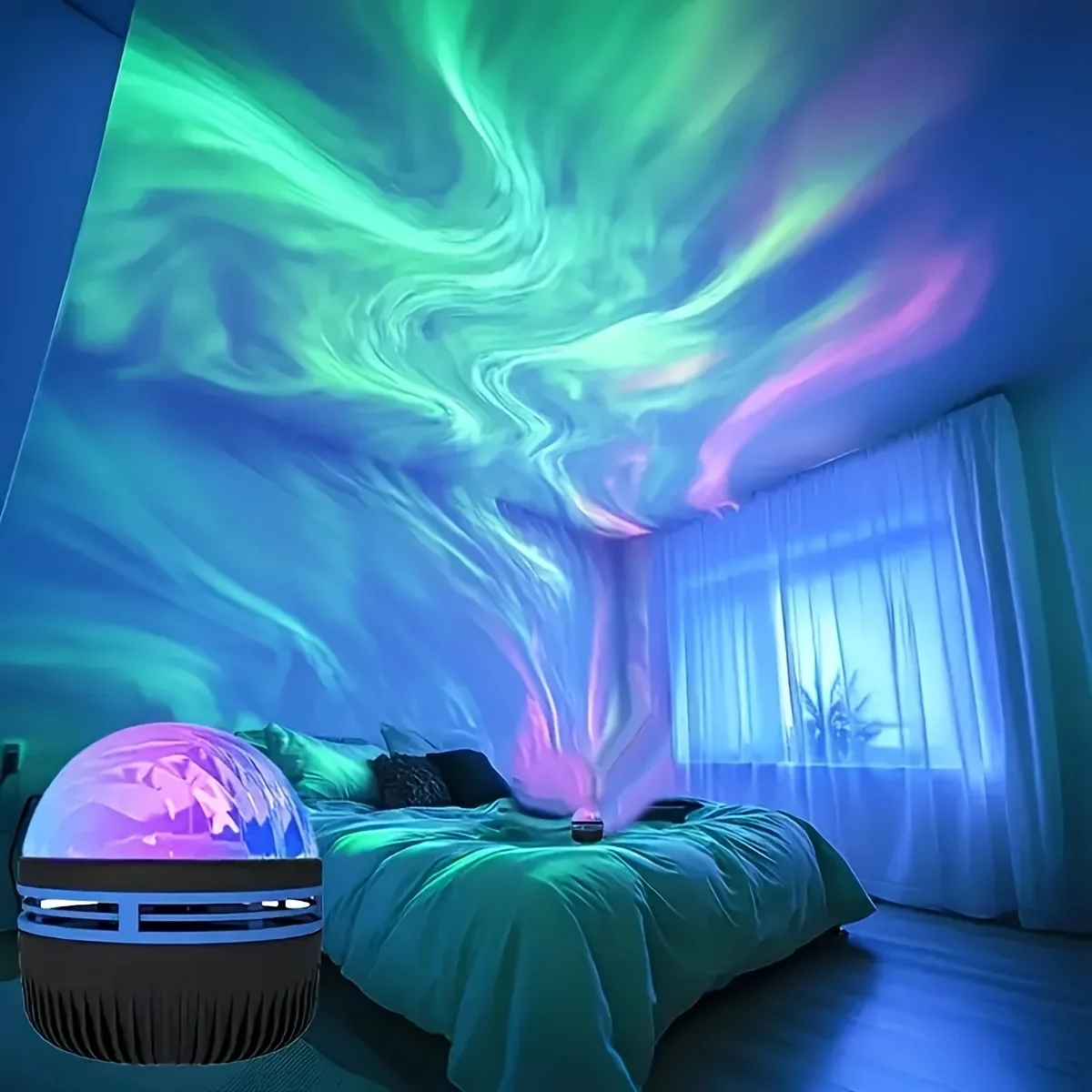 ضوء ليلي لجهاز عرض الأضواء الشمالية USB: عرض سقف Aurora Borealis، مؤقت تشغيل/إيقاف تلقائي لديكور غرفة النوم والحفلات والتخييم #2