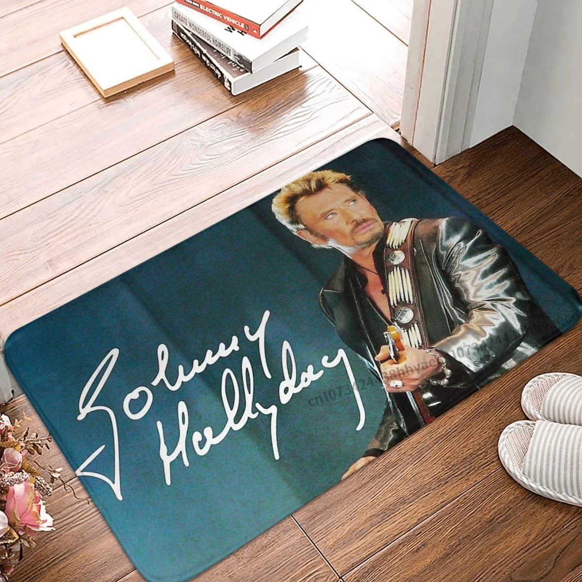 Johnny Hallyday Rock Music French Singer Bathroom Non-Slip Carpet Limited Access Bedroom Mat Welcome Doormat Home Decoration Rug