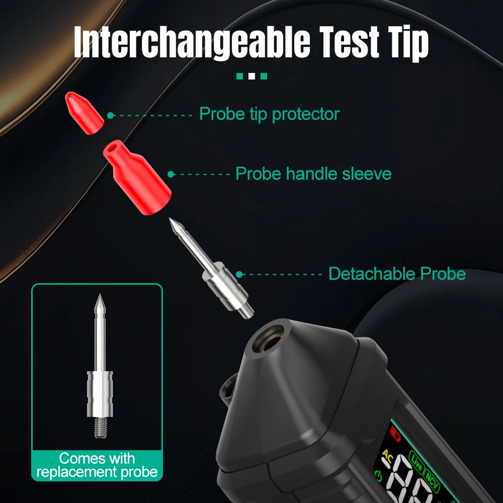 MASTFUYI AC Voltage Detector 12V-300V Non-contact Induction Tester Pen Live Wire Identification LCD Screen with Flashlight