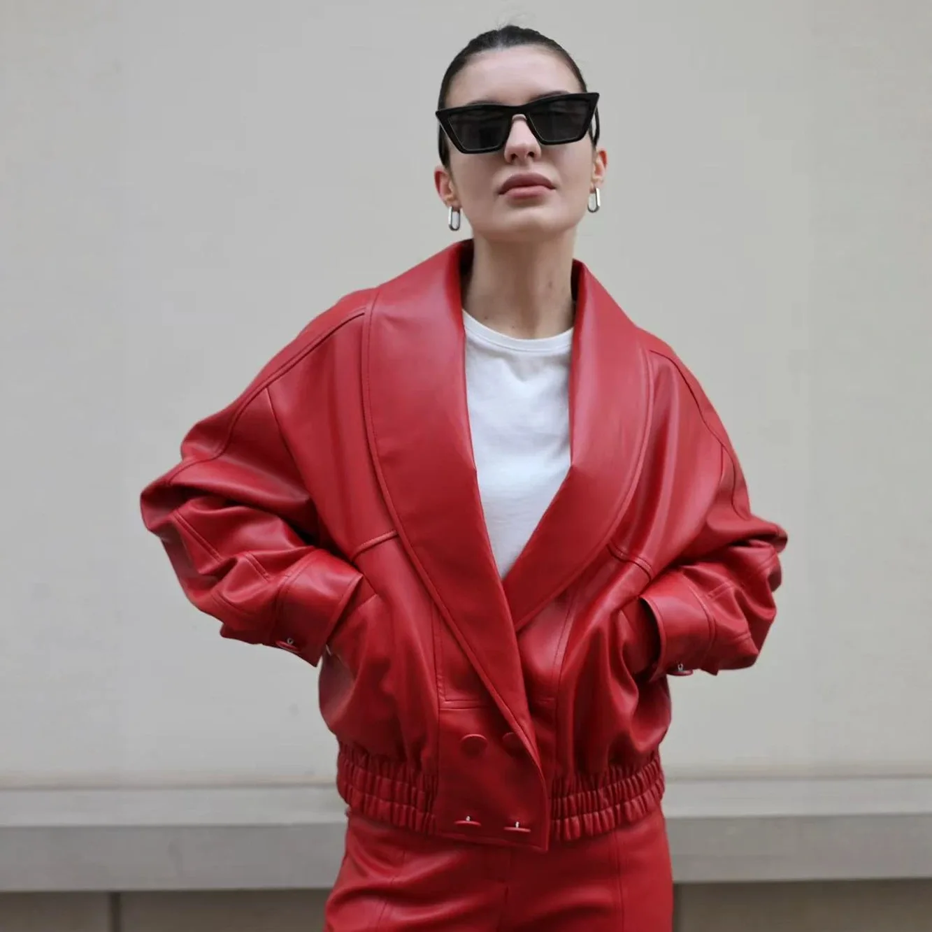 Autumn Winter PU Leather Loose Jackets Women Casual Fashion Lapel Buttons Pockets Short Coats Chic Streetwear Female Outwears