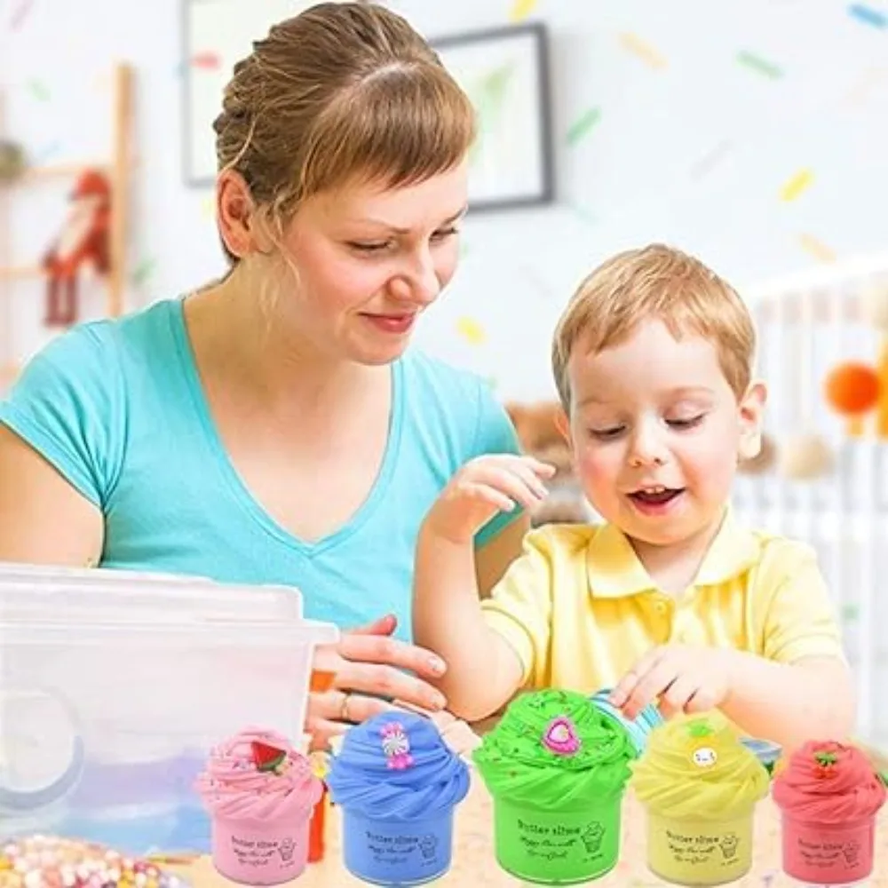 Fluffy butter clay set, cute rubber clay party gift, super soft and non stick, suitable for children's stress relief toys