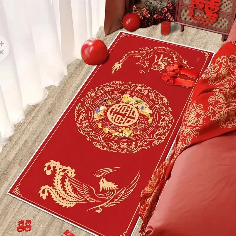 

Chinese Red Luxury Area Rug: Large Soft Non-Slip for Living Room Under Sofa