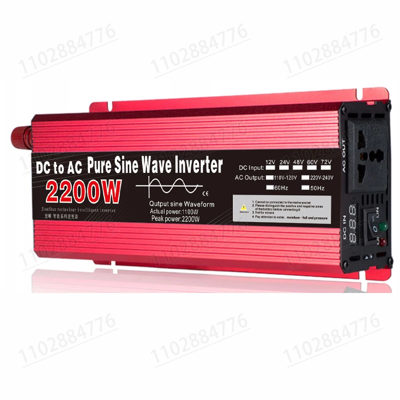 Pure Sine Wave Inverter 12V 24V 220V 110V 1000W 1600W 2200W 3000W Optional Portable Power Voltage Converter Car Solar Inverter