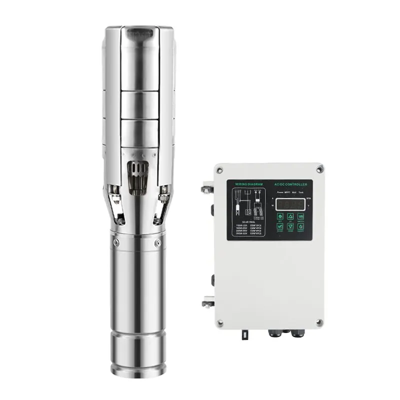 

3000W 3-inch 60m AC/DC Manual Switching Solar Brushless Deep Well Pump for Agricultural Irrigation