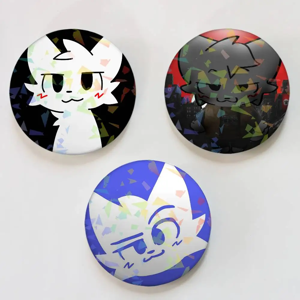 Nette B-boykisser Silly Cat Runde Exquisite Laser Abzeichen Broschen Kreative Pins Für Kleidung Hut Rucksack Geschenk Zubehör