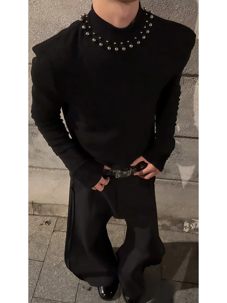 

Ретро-американский вязаный свитер: повседневный базовый слой, свободный крой, средней плотности, теплый, с высоким воротником