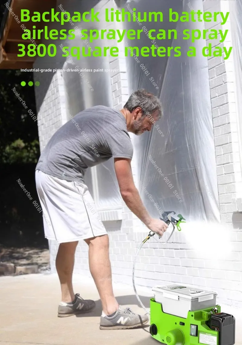 Lithium battery high pressure airless sprayer, backpack plunger type, small wall latex paint electric paint gun