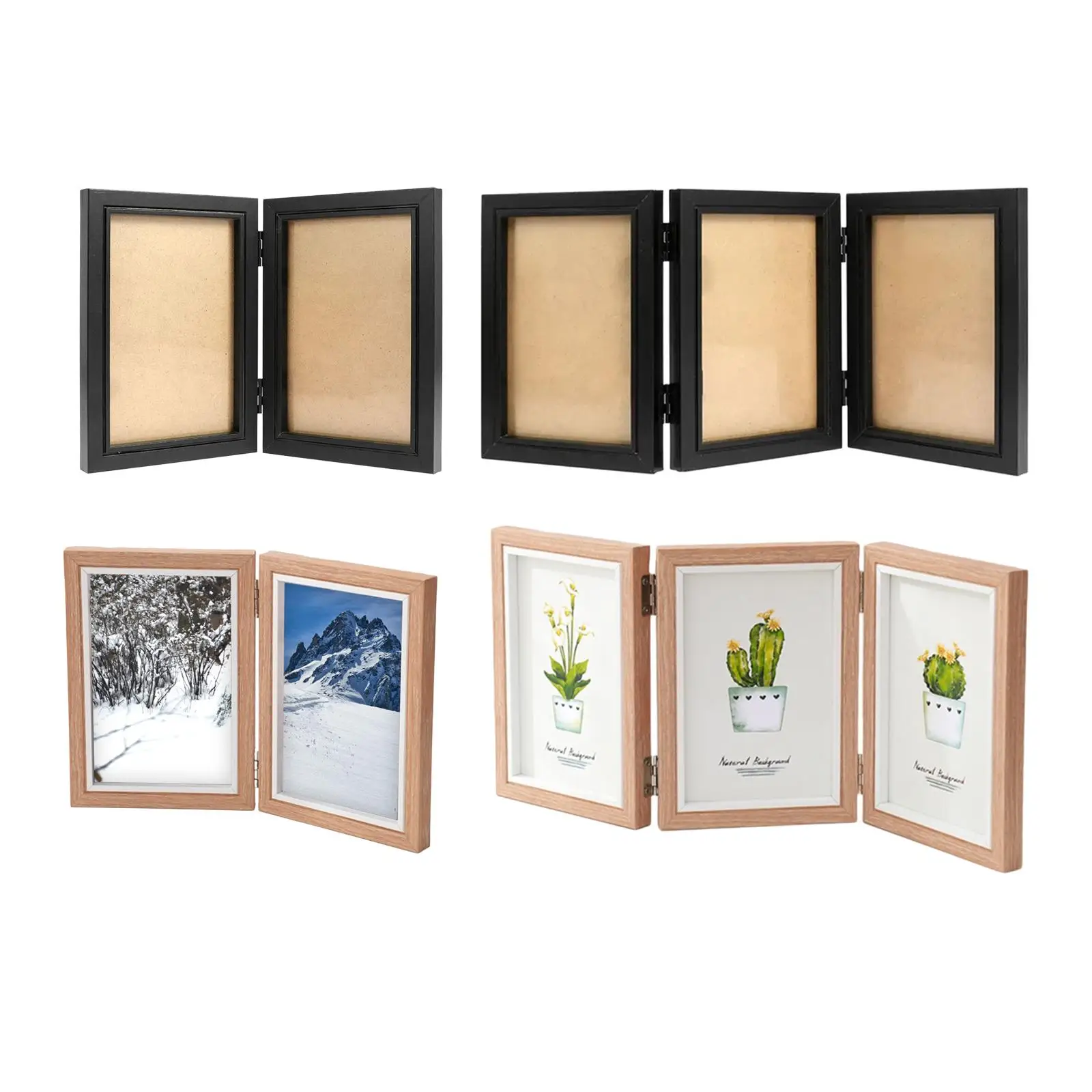 Hinged Photo Frame Foldable Wood Picture Frame 4x6 Family Photo Collage for Entrance Hallway Tabletop Desk Home Decoration