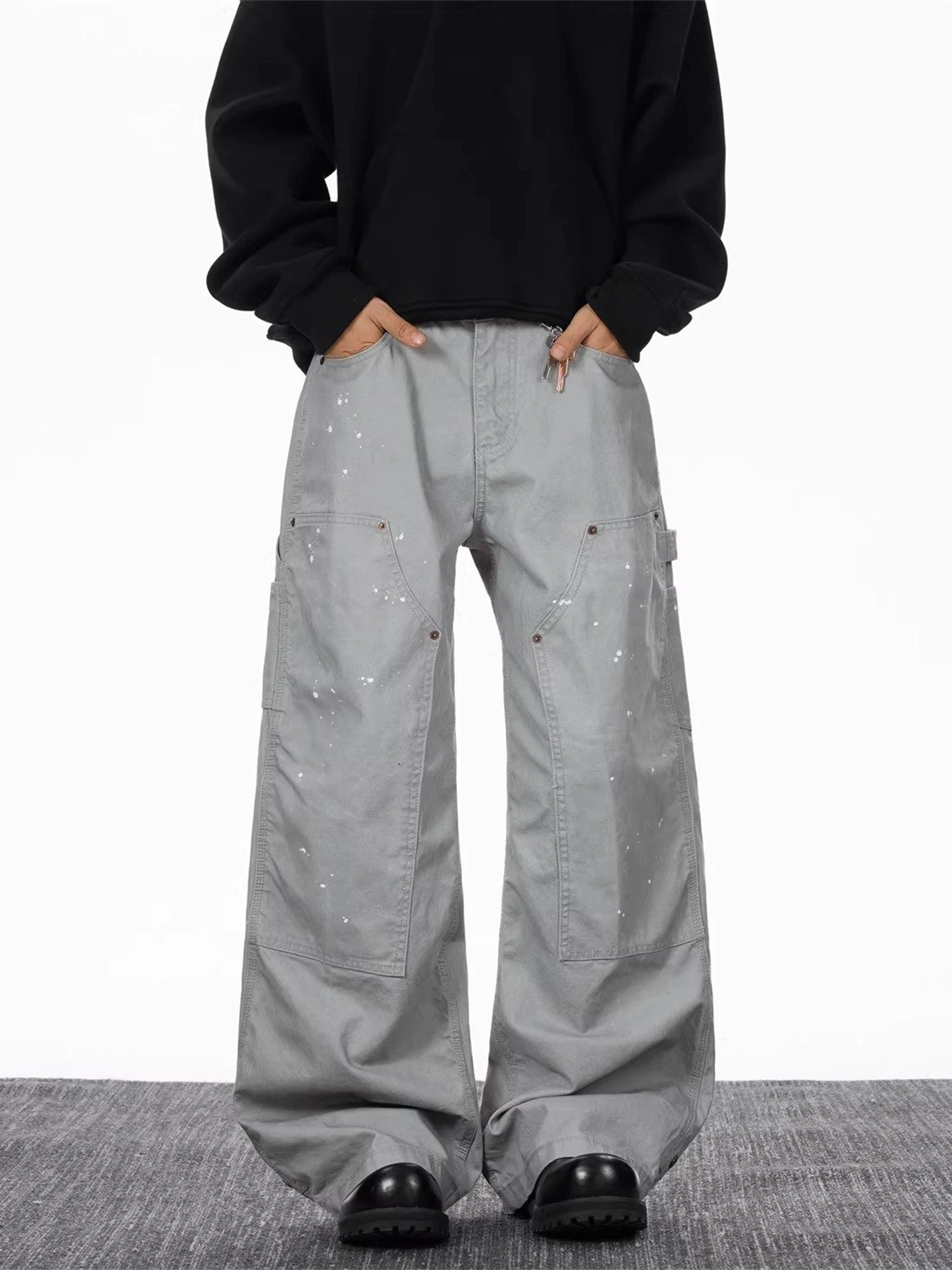 

Женские серые джинсы-карго в стиле Y2K, свободные, в стиле гранж, ковбойские, винтажные, в стиле Харадзюку, оверсайз, джинсы-бойфренды, альтернативная одежда 2026