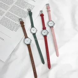 Simple Retr Women Brown White Small Watches Versatile Thin Strap Leather Band Ladies Quartz Watch Wristwatch Clock reloj mujer