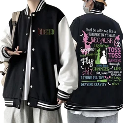 Wicked Movie Hoodie Baseball Uniform Women Men New Musical Jacket Button Coat Hoodie
