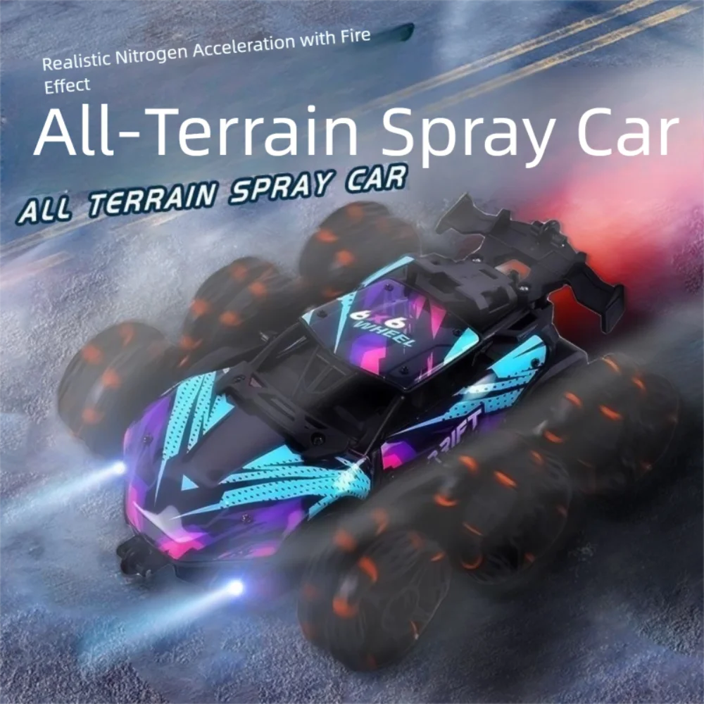 New Alloy Plastic RC Stunt Car 6x6 Spray Gas Orange Purple Spray Gas RC Off-Road Electric Vehicle Gift