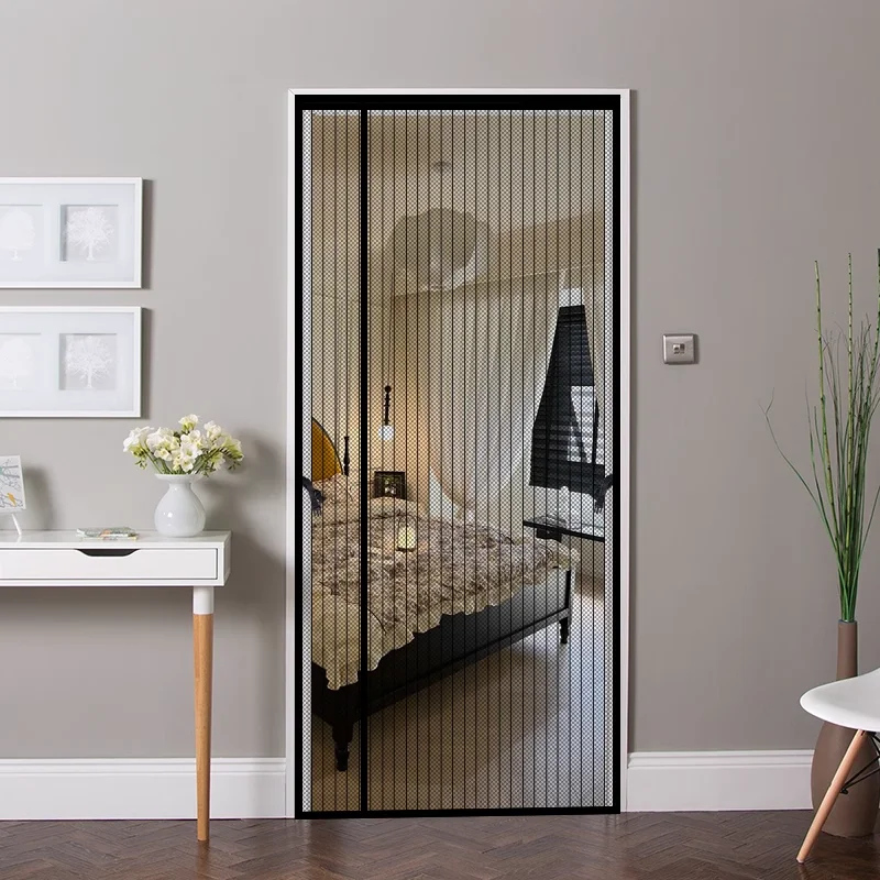 

Left Opening Striped Polyester Screen Door - Durable & Breathable Mesh for Home