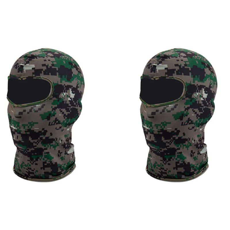 

HOES-2X Outdoor Full Face Mask Spandex Balaclava Thin Motorcycle Cycling Ski CS Mask Digital Green Camo