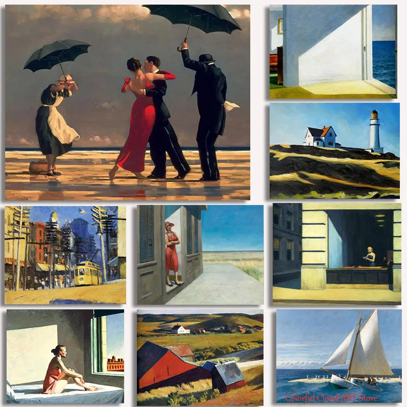 Edward Hopper Realistic Master Painter Life Landscape poster Artwork Canvas Painting Wall Pictures for Living Room Home Decor