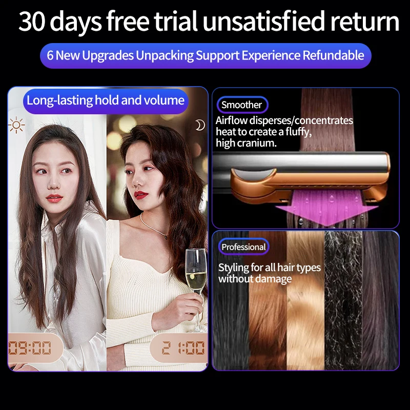 مجفف شعر 2 في 1 ومكواة مسطحة مزدوجة الحرارة بالأيونات السالبة لتصفيف الشعر سريع الجفاف واستقامة الاستخدام المنزلي الصديق للسفر #6