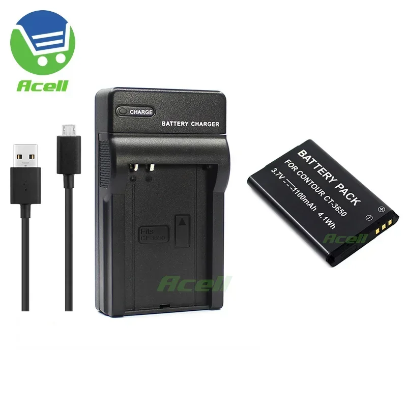 CT-3650 Li-ion Battery or USB Charger for CONTOUR HD / CONTOUR GPS / CONTOUR+ / CONTOUR+2 Helmet Camera