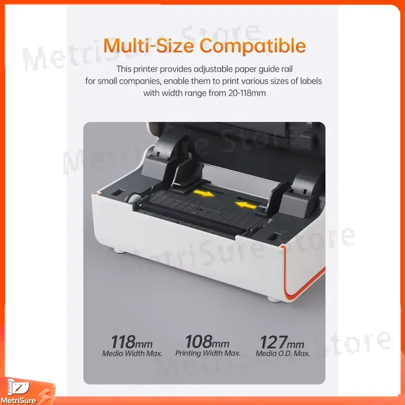 Thermal Label Printer 4x6 Inch Self-Adhesive Shipping Label Printer 203 DPI Barcode Printer for Logistics Packaging
