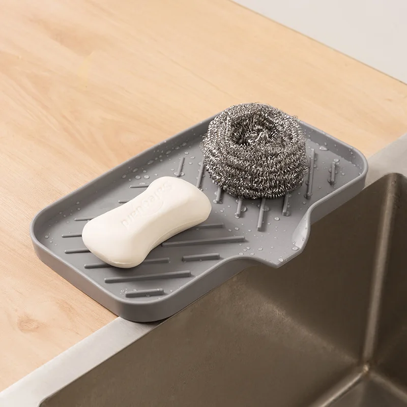 Drain Soap Box M L Anti-slip Sink Tray Creative Washing Table Soap Tray Free Punch Mat Storage Tray