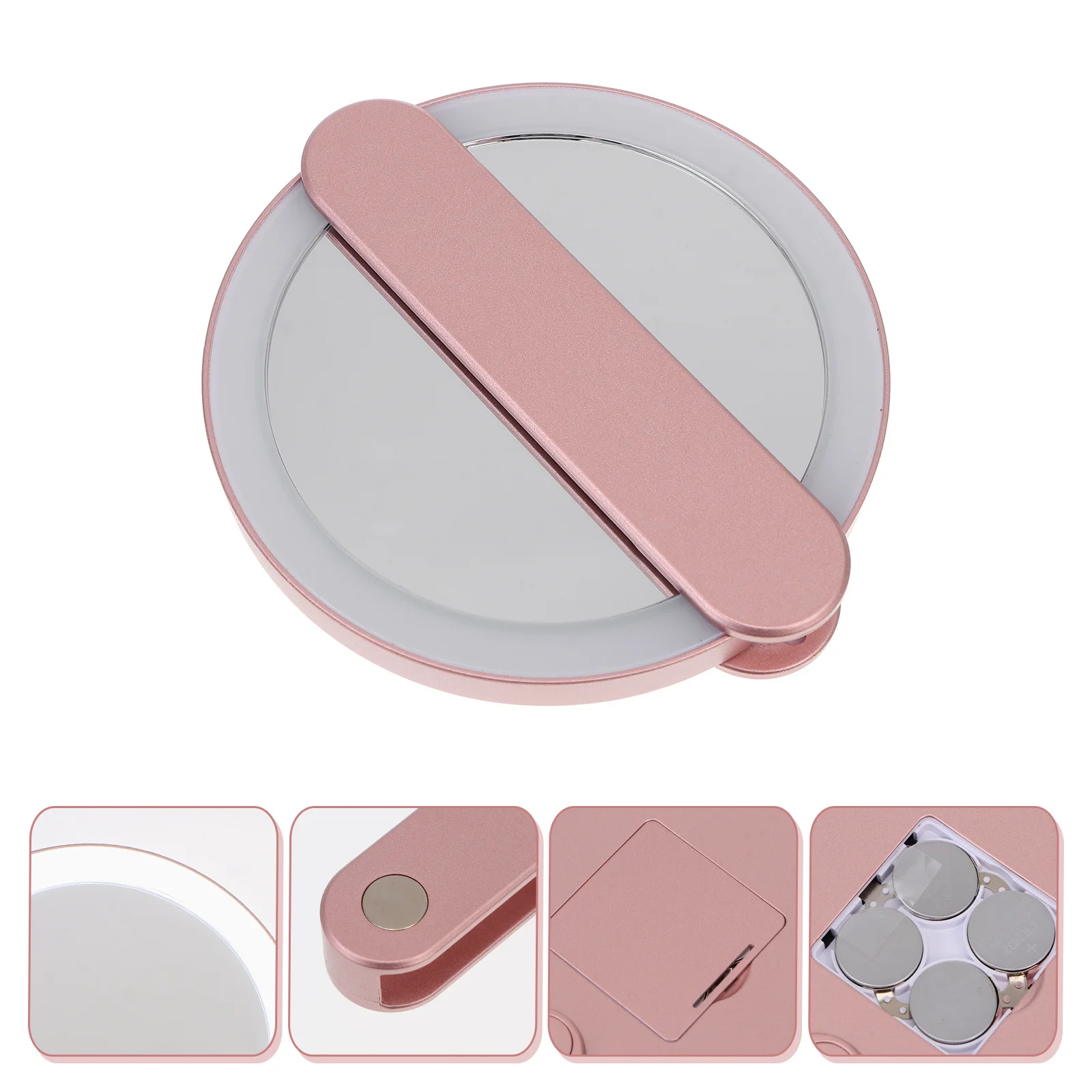 

1Pcs Handheld LED Makeup Mirror Portable Mini Mirror High Definition 360 Degree Rotation Exquisite Workmanship for Home