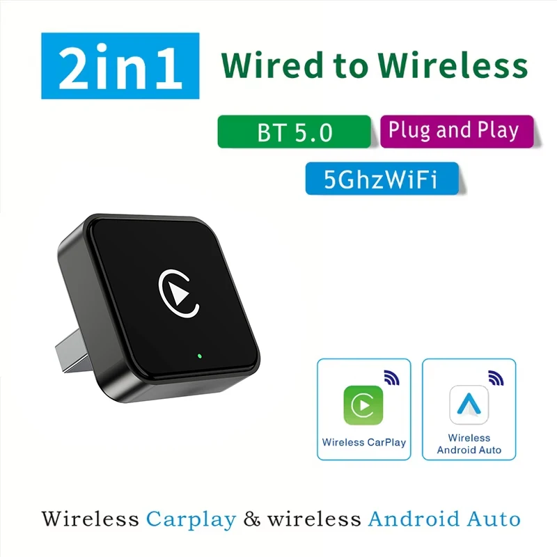 NEW Super Mini Carplay AI Box Wired to Wireless CarPlay&Android Auto 2in1 Box 5GHz WiFi5 for 99% Original Wired CarPlay/Auto Car