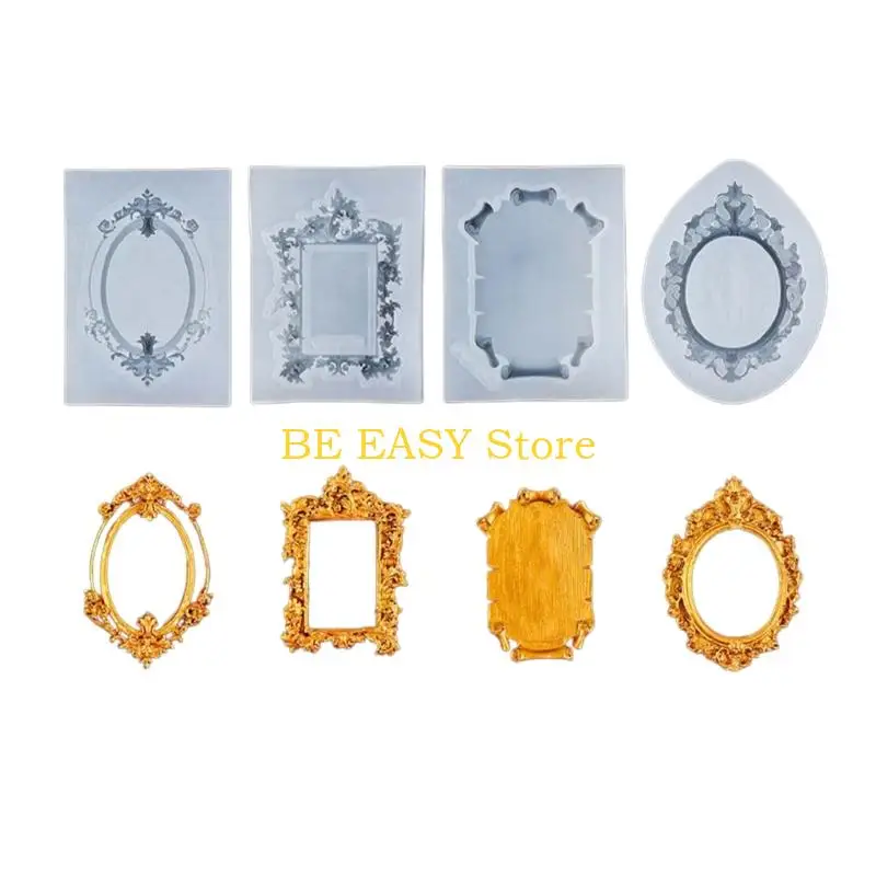 E28F Pack Of 4 Elegant Retro Embossed Silicone Chocolate Cake Molds Baking Equipment For Artistic Baking And Dessert Making