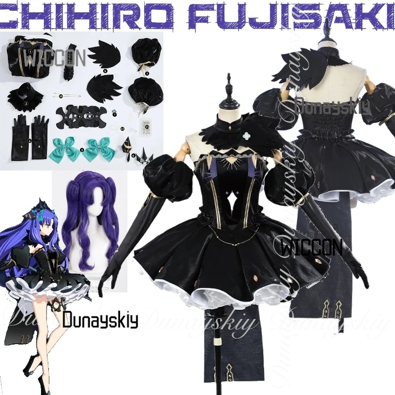 Fatee Order Game Space Ereshk cos igal Косплей с сине-фиолетовым париком с двойным хвостиком и черным платьем Косплей Костюм Все комплекты Fatee Order Game Space Ereshk cos igal Косплей с сине-фиолетовым париком с двойным хвостиком и черным платьем Косплей Костюм Все комплекты