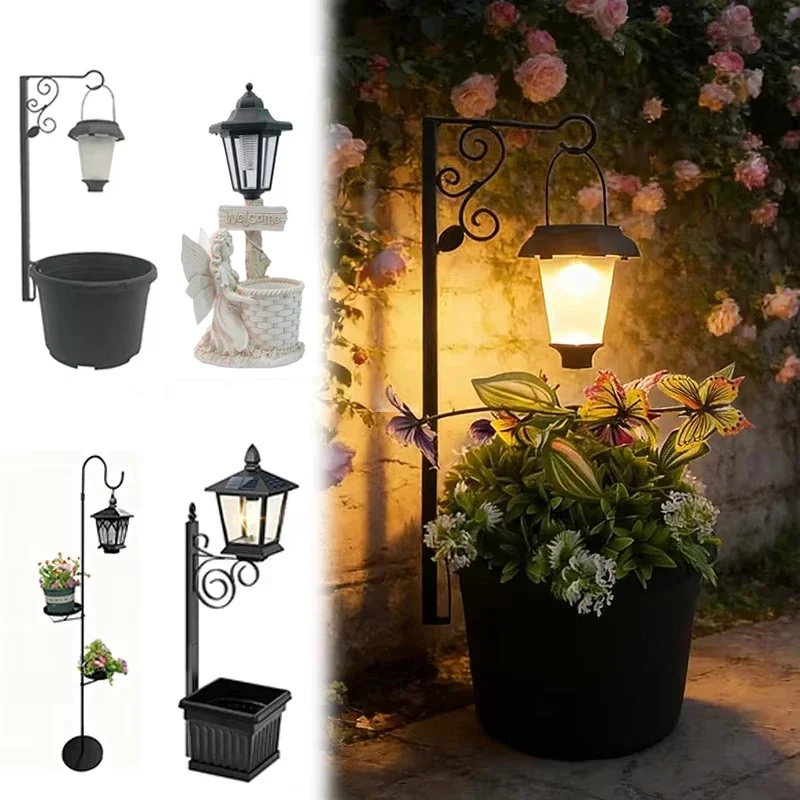 2in1 Solar Light Flower Pot Outdoor Flower Pot Automatic Switch Light  Garden Decor Flower Lamp  IP65 Waterproof for Lawn Patio