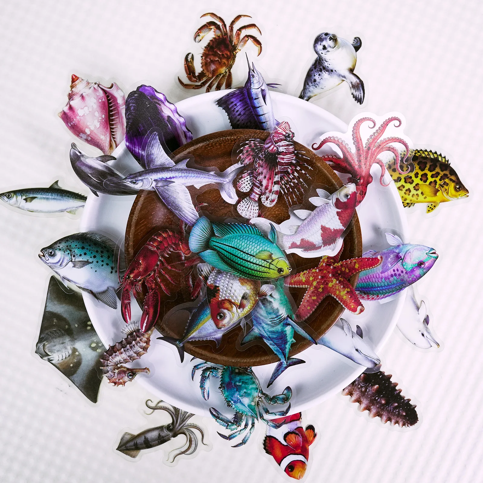 

56/112PCS Realistic Marine Animal Pet Stickers High Transparent Texture Various Fish Creative Handmade Stickers