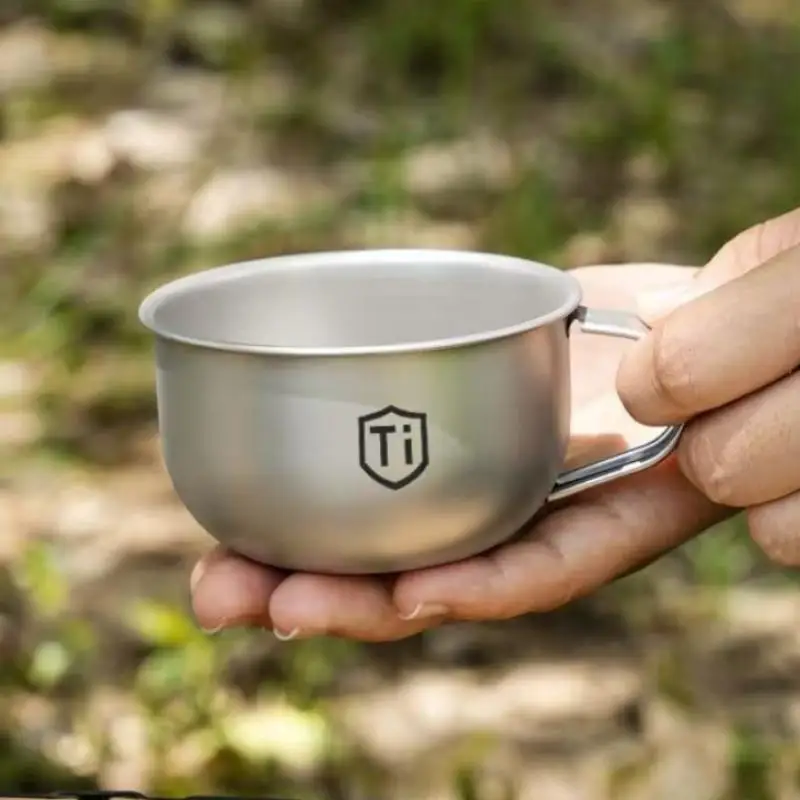 Camping-Wasserbecher aus Titanlegierung, tragbarer Tee- und Kaffeebecher, Outdoor-Küchenausrüstung, Bergsteigerbecher 80/220ml