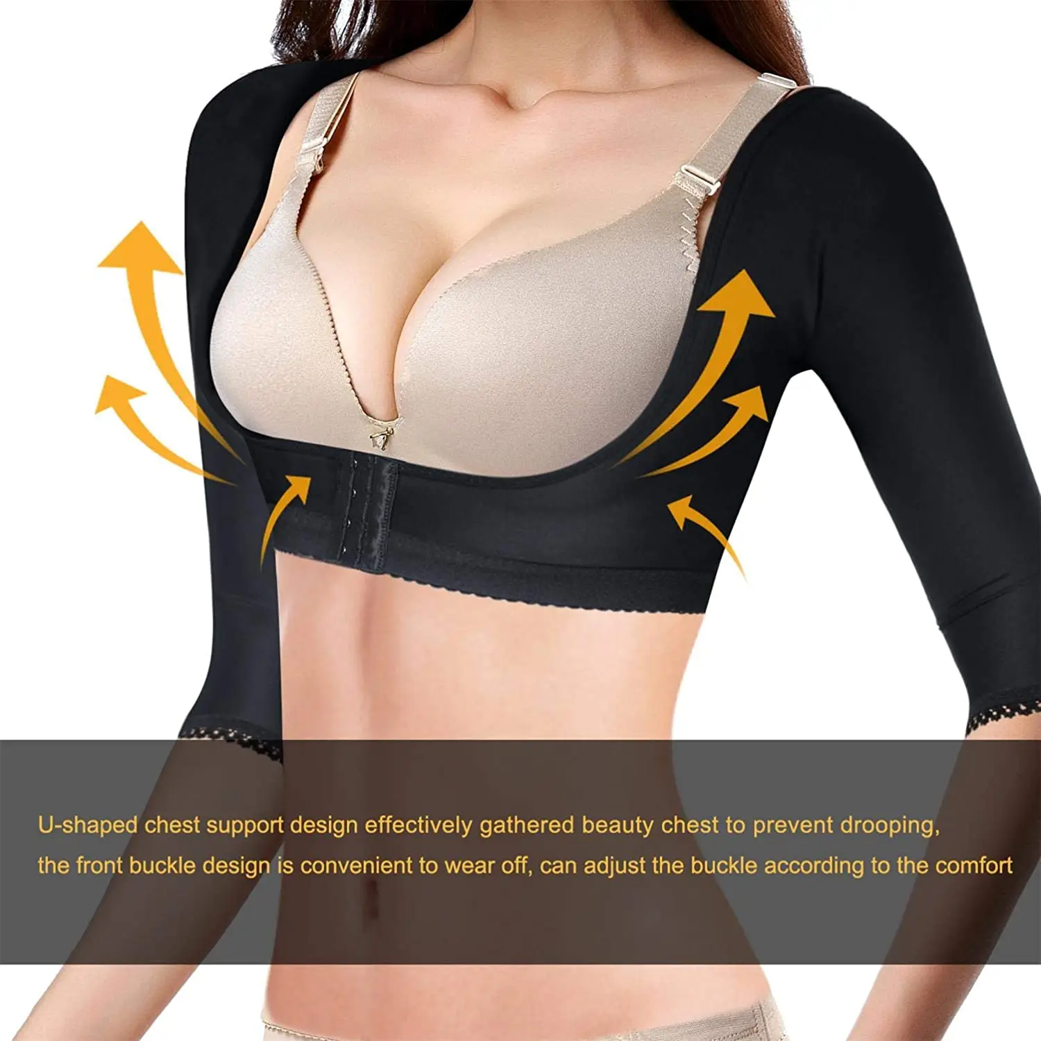 Women Shaperwear Underwear Upper Arm Bra Shaper Post Surgical Slimmer U Shaper Compression Long Sleeves Women Slimming Vest