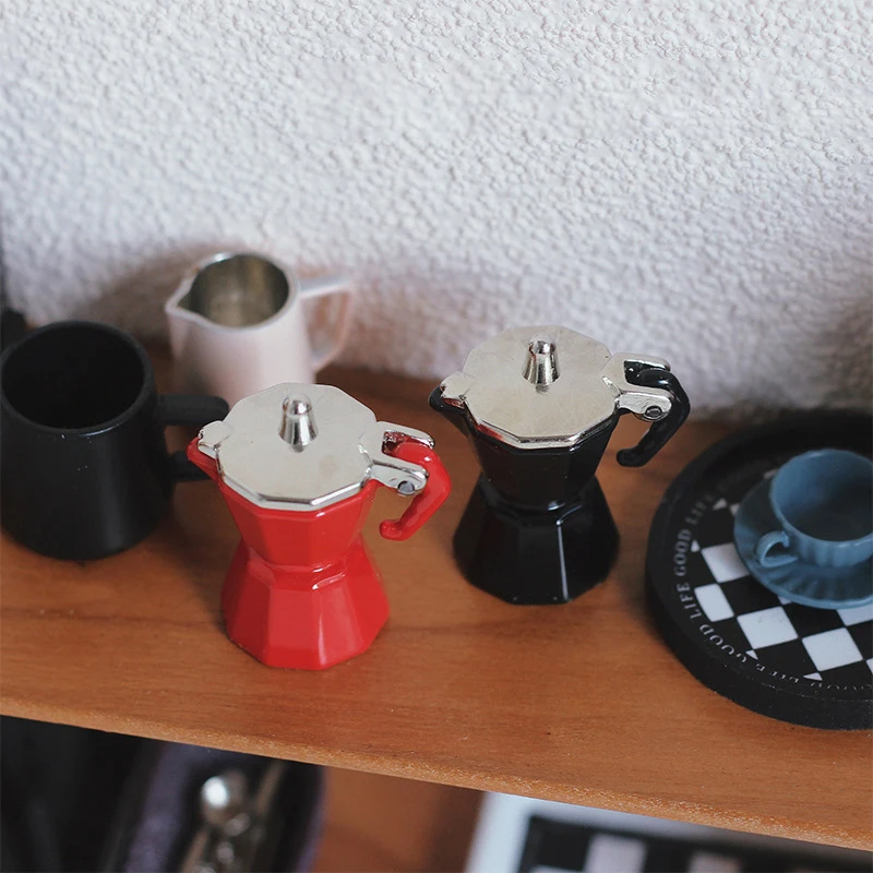 Mini cafetera de simulación en miniatura para casa de muñecas, modelo de utensilios de café para decoración de casa de muñecas, juguetes de juego de