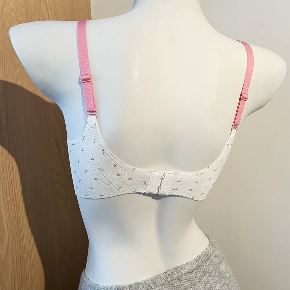Traceless Lace Wireless V-BH mit Blumen- und Punktmuster, BH für Damen, stoßfeste Dessous, Push-Up-Unterwäsche für Mädchen und Frauen – Detail 12