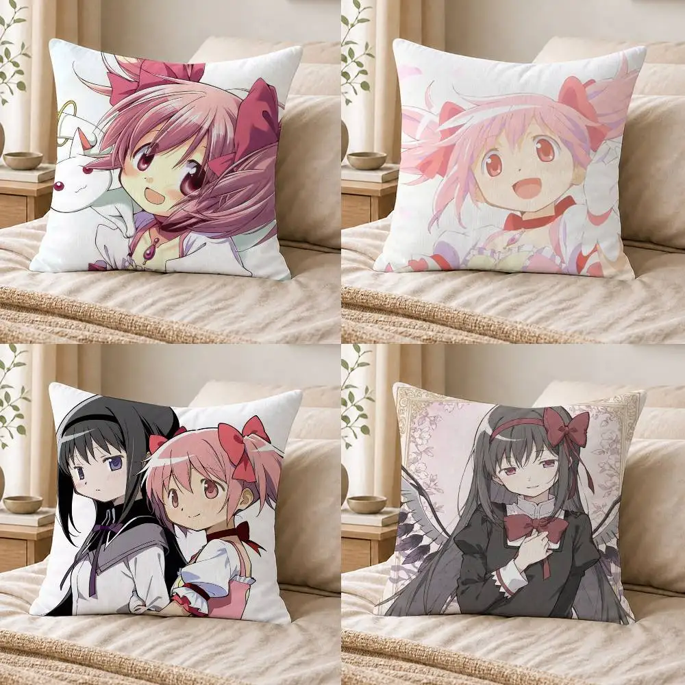 Madoka Magica  Double-sided Printed Square Decorative Cushion Cover for Sofa Living Room Home Decor