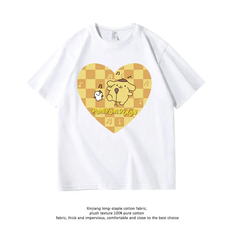 

Cartoon Children's T-shirt New Pure Cotton Sanrio Pudding Dog Print Casual and Fashionable Parent-child Outfit Short Sleeved