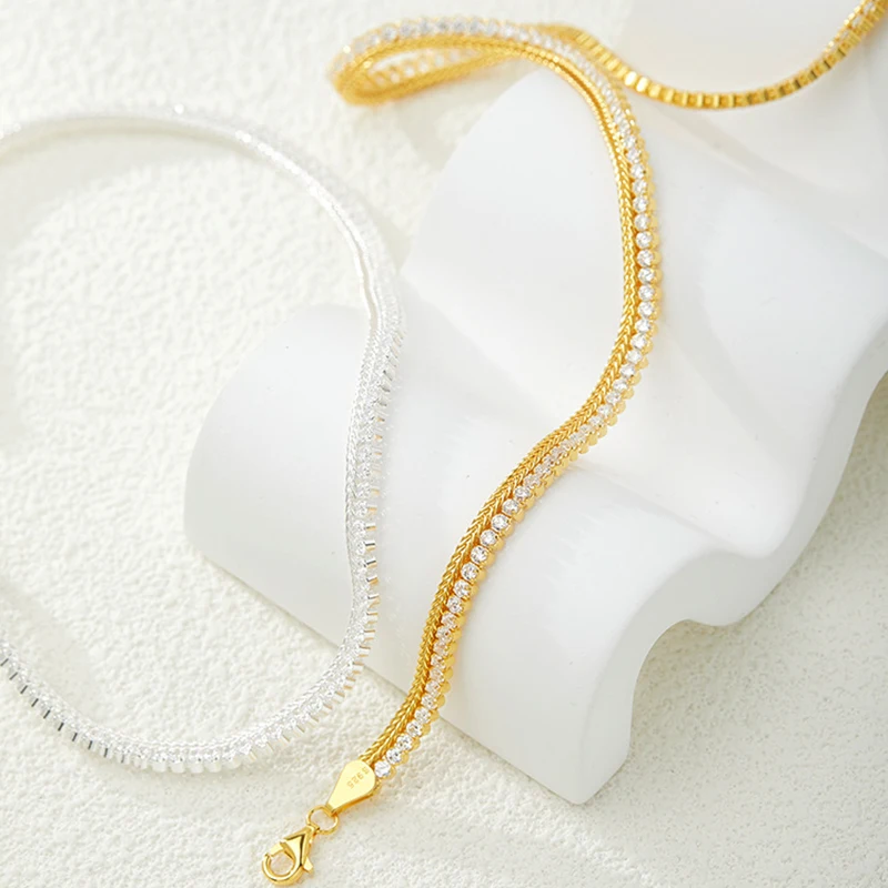925 Sterling Silver Necklaces For Women Chain 36CM 2025 Trend Neck Necklaces Jewelry On The Neck High Quality Female Modian